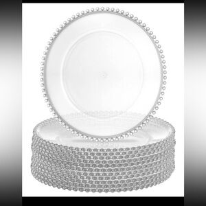 LAWEI Clear Beaded Charger Plates – Set of 6 | 13” Elegant Table Decor brand new